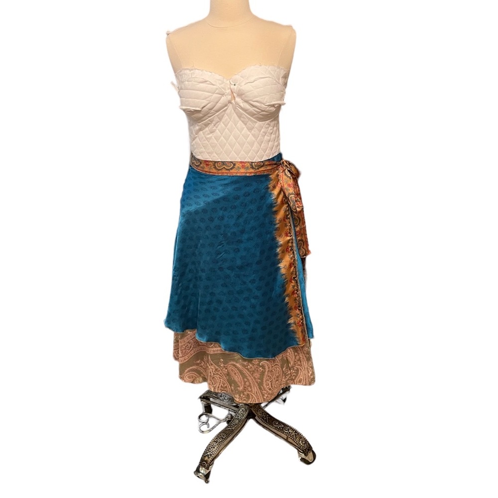 Vintage Boho reversible sari wrap skirt